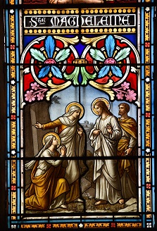 soubassement du vitrail de sainte Marie-Madeleine