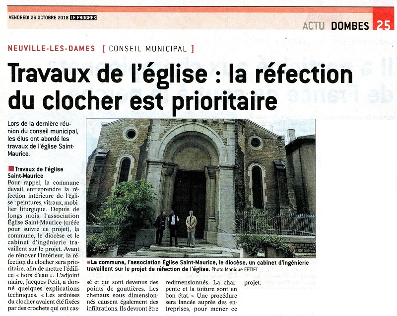 Travaux de l’église : La réfection du clocher est prioritaire