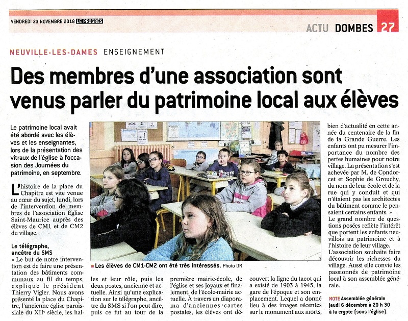 Des membres d’une association sont venus parler du patrimoine local aux élèves