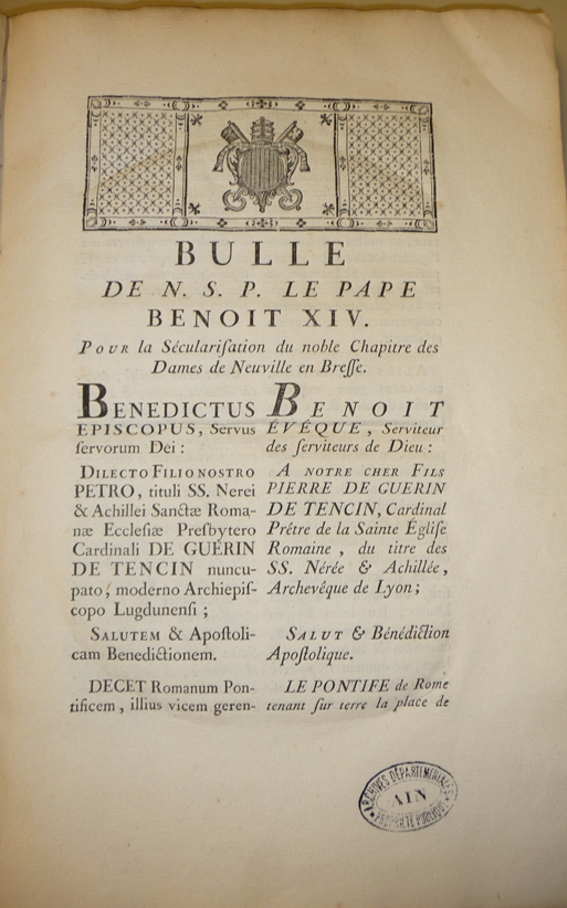Bulle de Benoît XIV